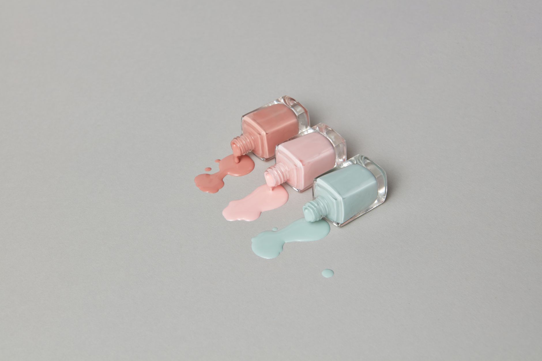close up shot of spilled cosmetic products