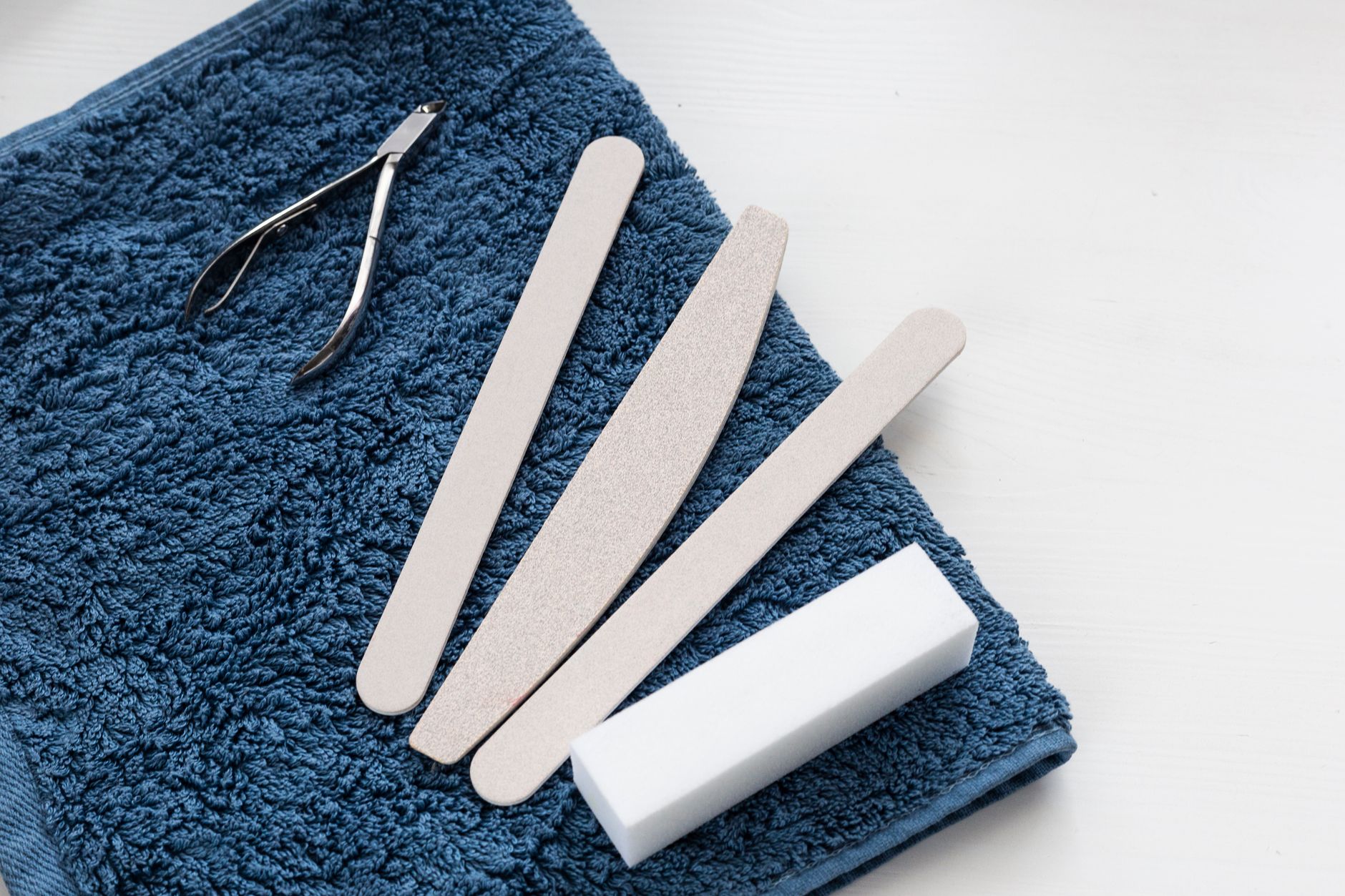 nail file on the blue towel
